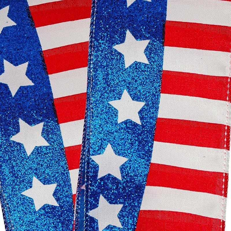 American Stars and Stripes Ribbon 2 1/2 '' X 10 yd - 1 / ROLL