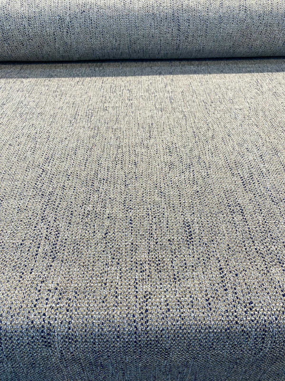 Hampton Blue Capri Tweed Polyester Fabric - Light Blue, Navy Blue Hint Of Beige And White, 54" Width (1 Yard)