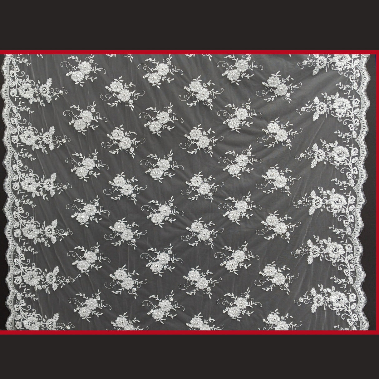 Beaded Corded Bridal Lace Fabric 48" Wide