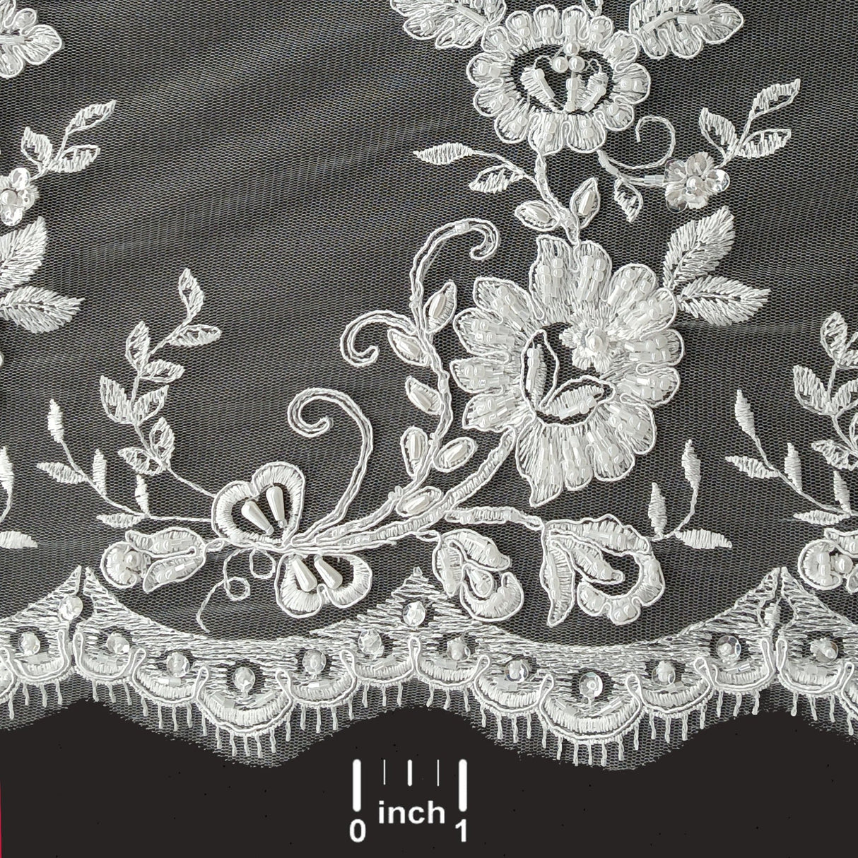 Beaded Corded Bridal Lace Fabric 48" Wide