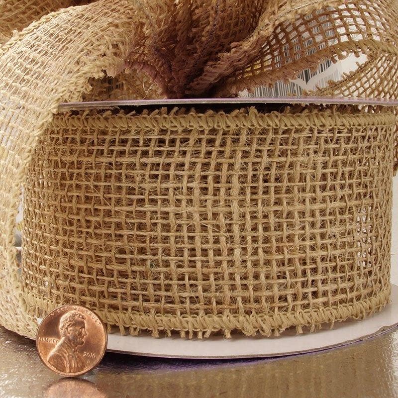 Natural Mesh Burlap Wired Ribbon 2 1/2 '' X 10 yd - 1 / ROLL