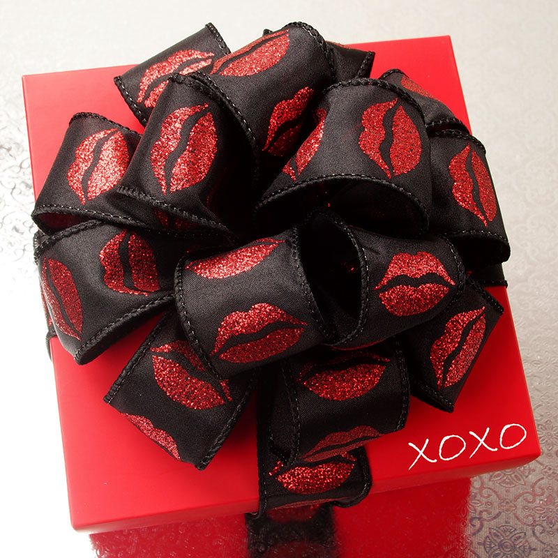 Hot Lips Glitter Wired Taffeta Ribbon  1 1/2''  25 yd - 1 / ROLL