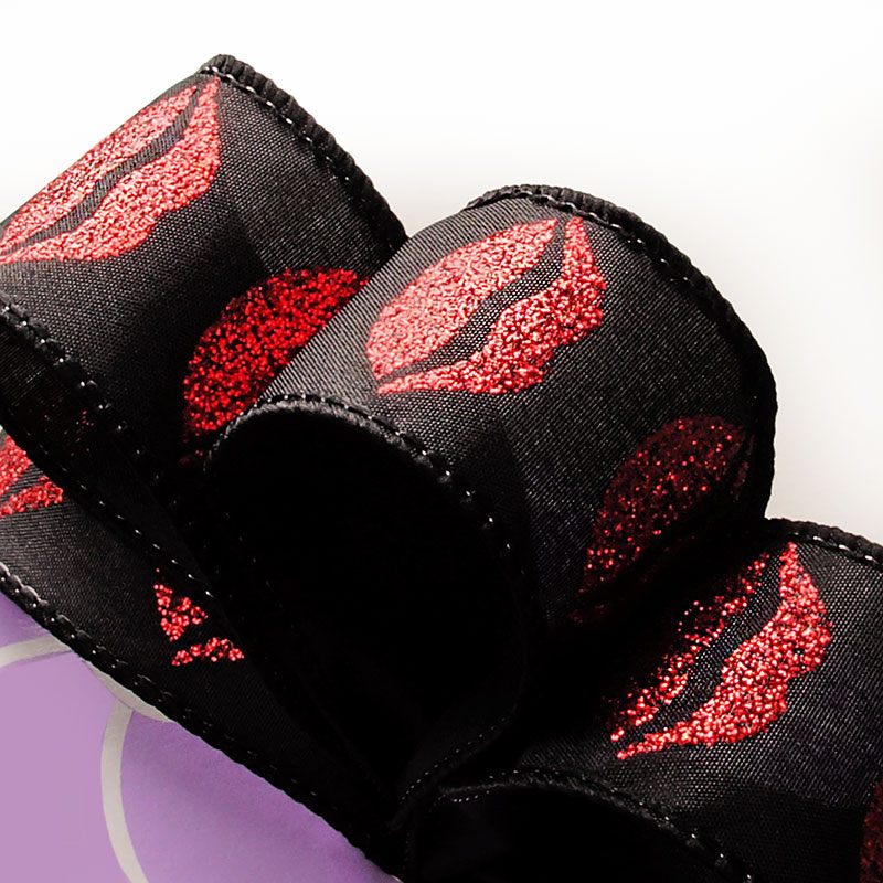 Hot Lips Glitter Wired Taffeta Ribbon  1 1/2''  25 yd - 1 / ROLL