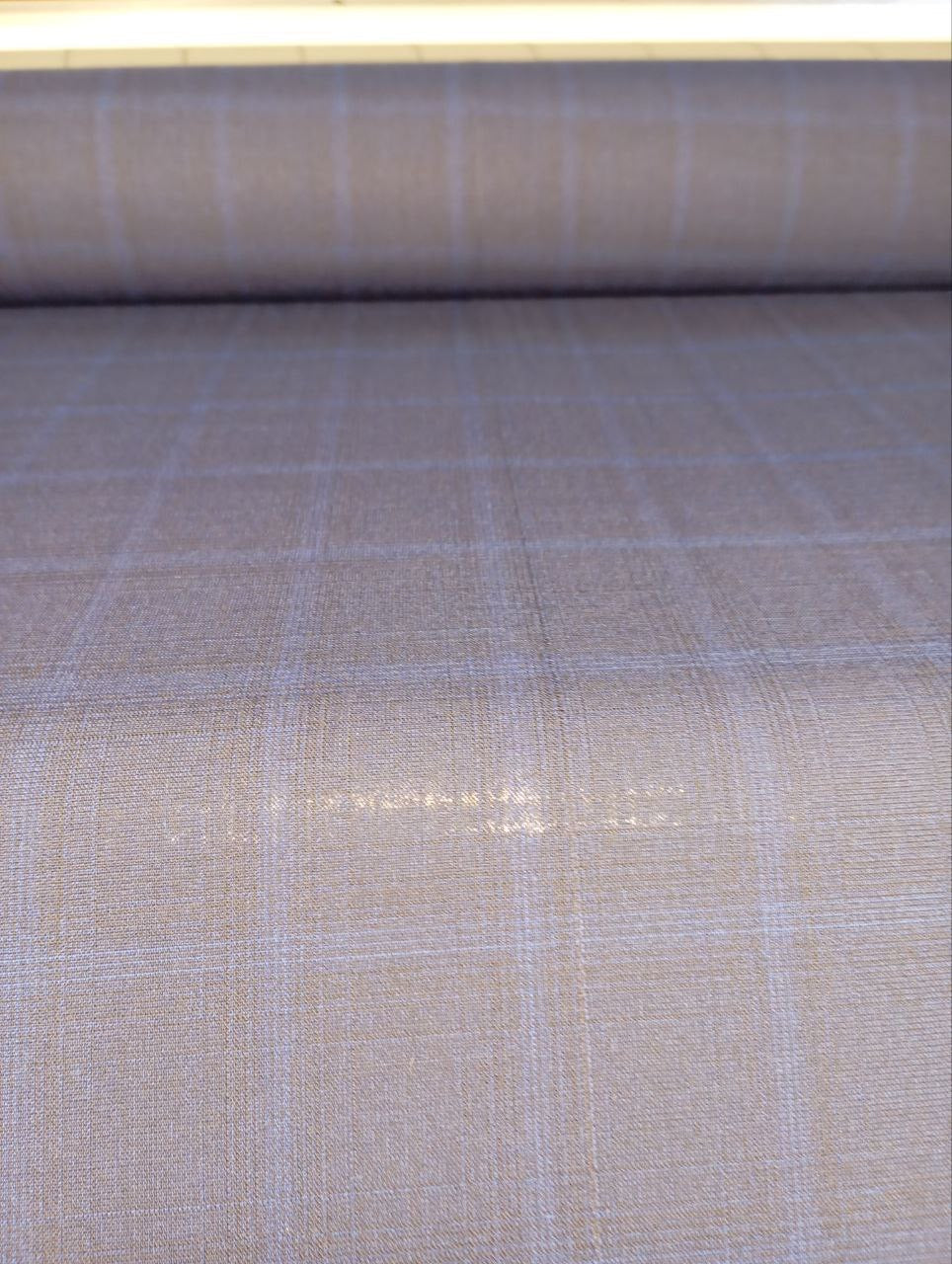 Wool Polyamide Elastane Checked Blue Fabric