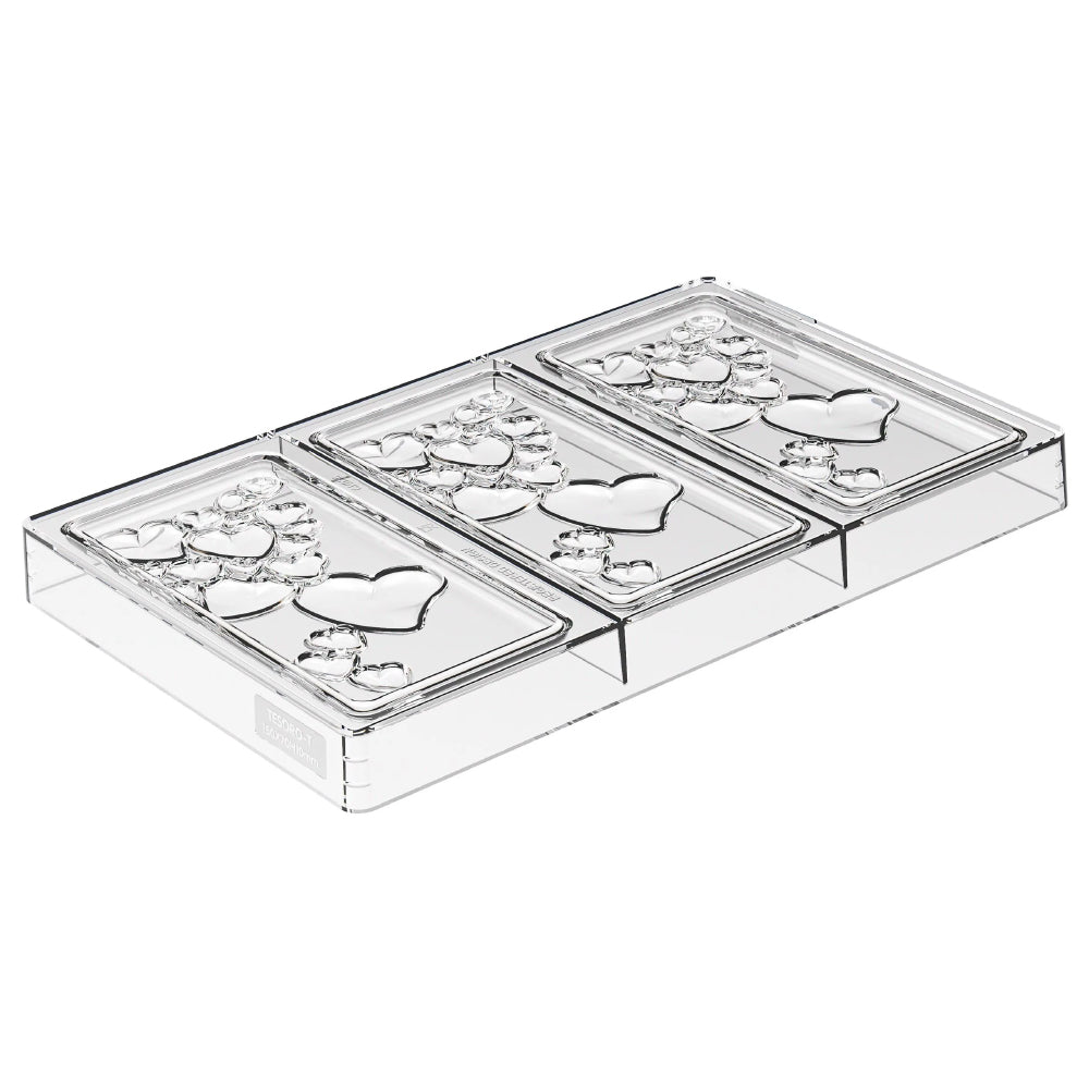 Silikomart Tritan TREASURE-T Heart Bar Chocolate Mold, 3 Cavities