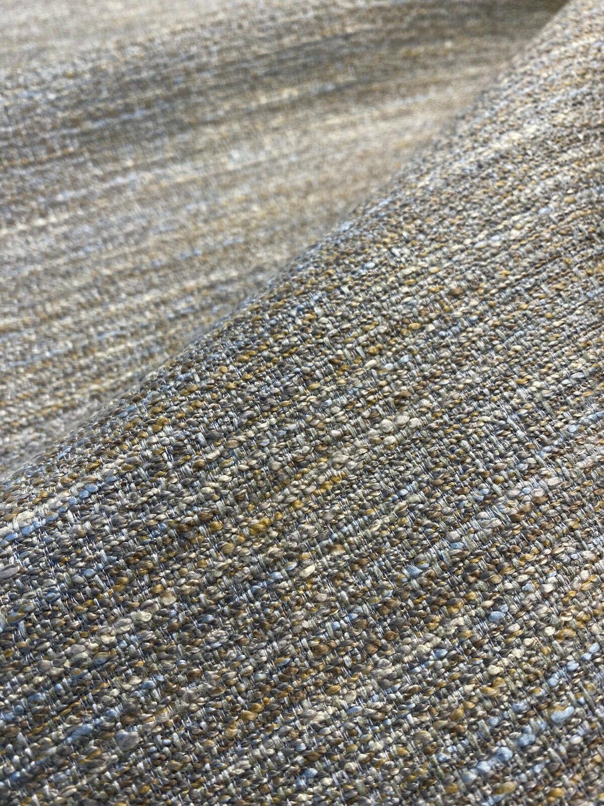 Ritz Tranquil Chenille Upholstery Fabric - Beige Brown With Light Blue And Rustic Orange, 54" Width (1 Yard)