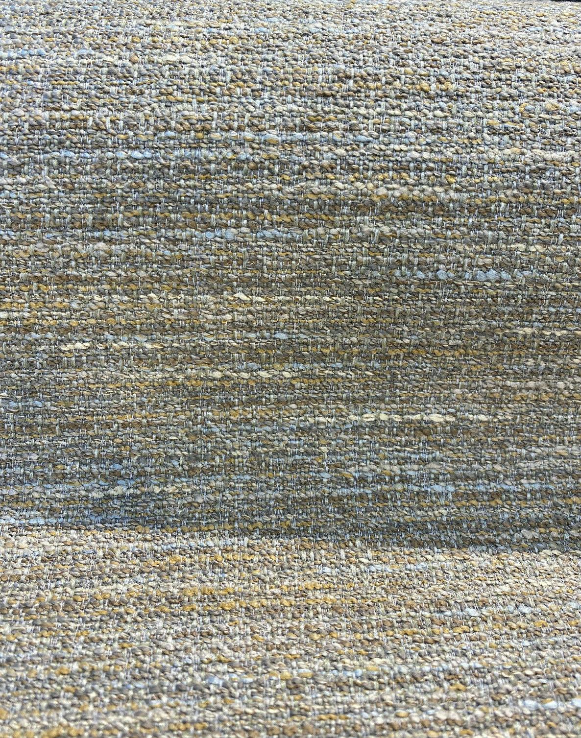 Ritz Tranquil Chenille Upholstery Fabric - Beige Brown With Light Blue And Rustic Orange, 54" Width (1 Yard)