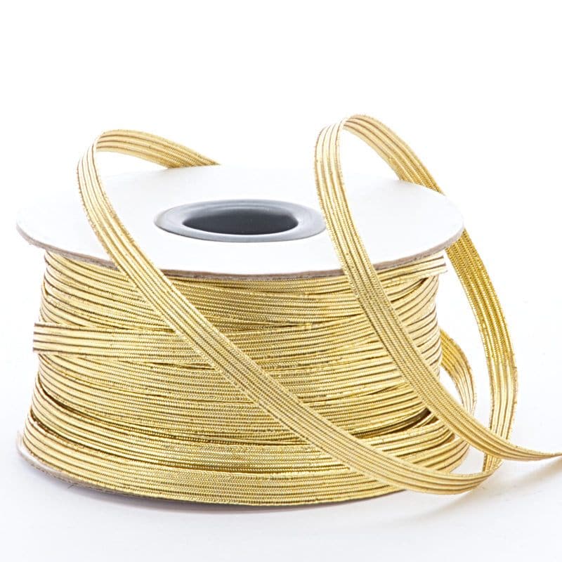 Flat Metallic Elastic Stretch Trim 5 mm x 50 yd Gold Color 1 / ROLL