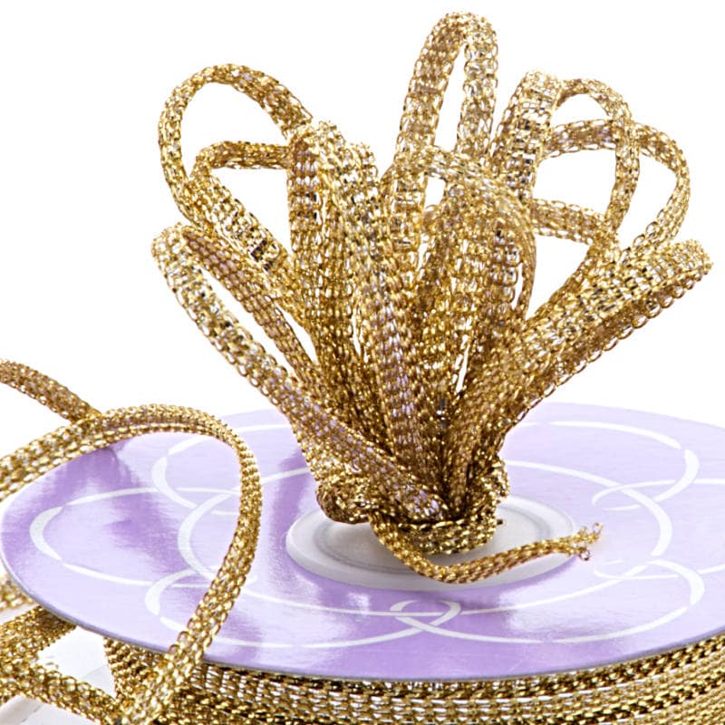 Gold W/ Silver Flat Metallic Trim  5 mm  40 yd  - 1 / ROLL