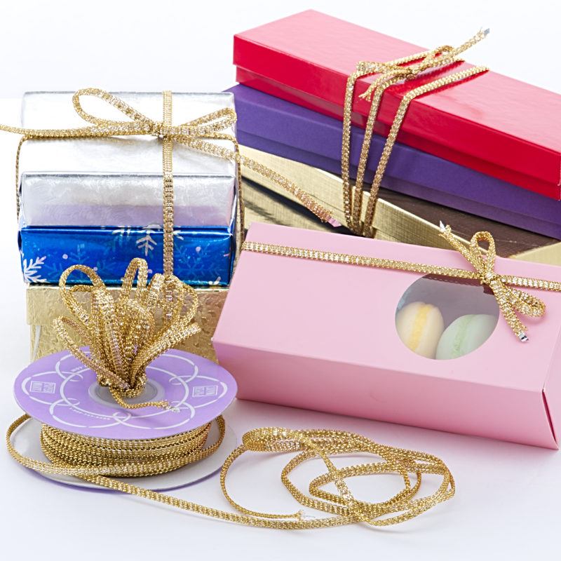 Gold W/ Silver Flat Metallic Trim  5 mm  40 yd  - 1 / ROLL