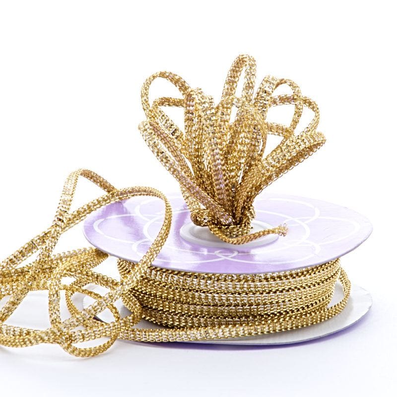 Gold W/ Silver Flat Metallic Trim  5 mm  40 yd  - 1 / ROLL