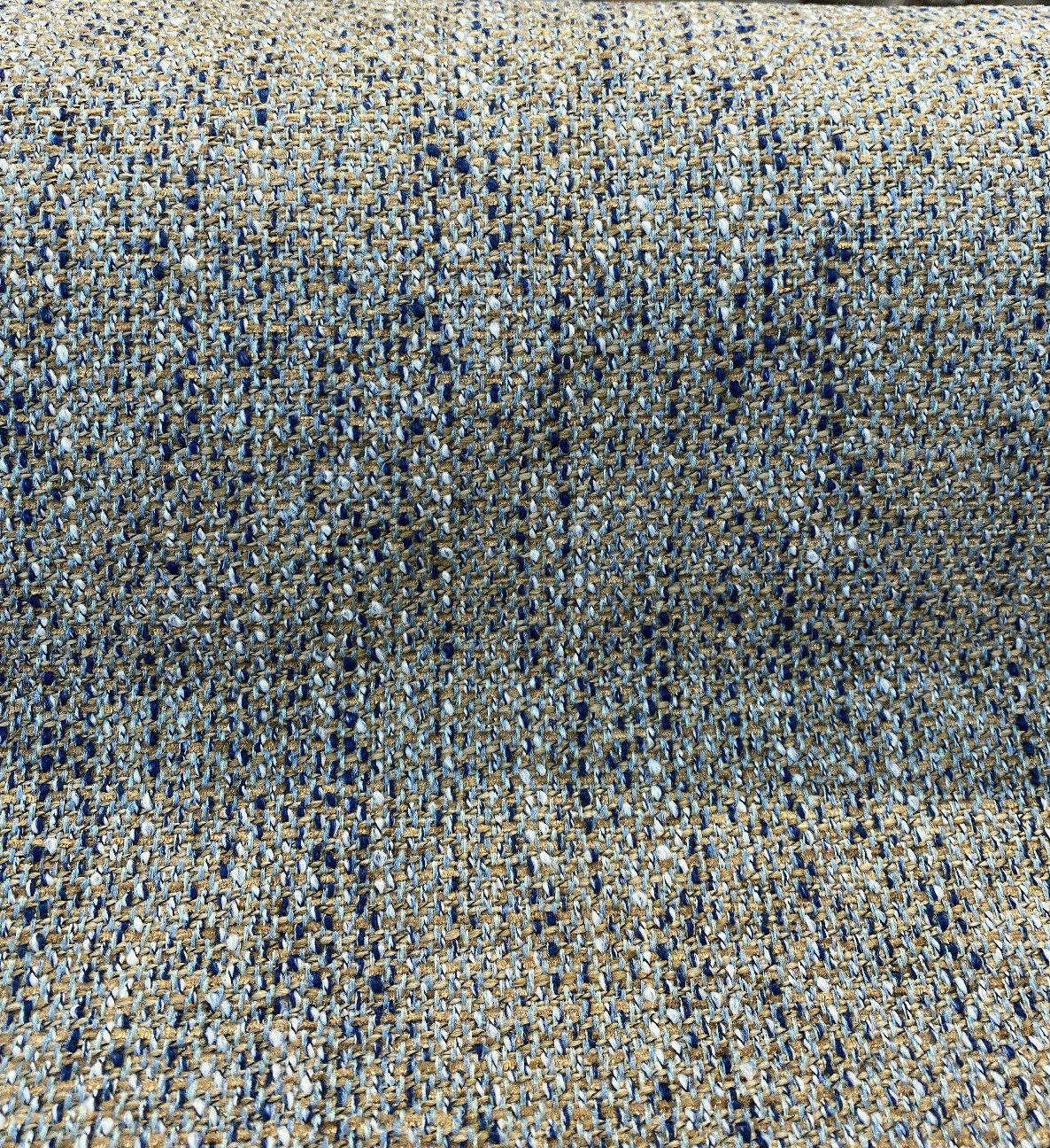 Hampton Blue Coast Tweed Polyester Fabric - Navy Blue, Light Blue, Gray, Beige Tweed, 54" Width (1 Yard)