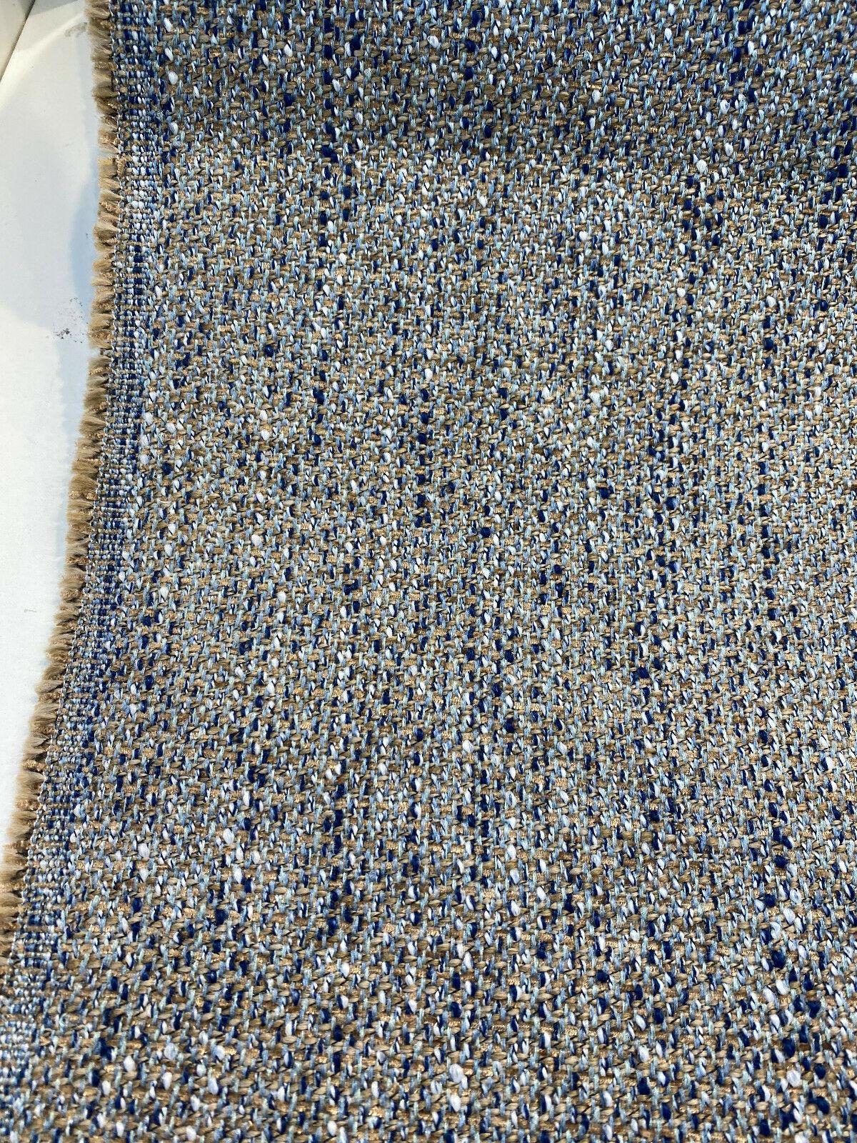 Hampton Blue Coast Tweed Polyester Fabric - Navy Blue, Light Blue, Gray, Beige Tweed, 54" Width (1 Yard)