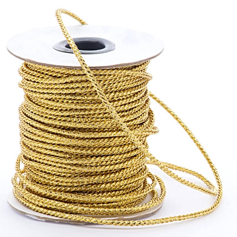 Tight Braided Metallic Round Cord Gold Color 1 / ROLL