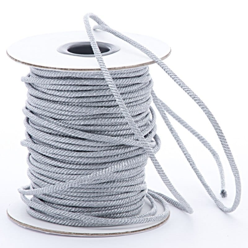Tight Braided Metallic Round Cord Silver Color 1 / ROLL