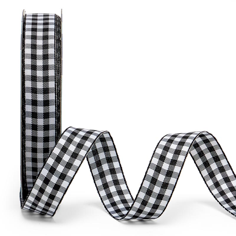 Black Gingham Weave Ribbon – 3/8" x 25 Yards (1 Roll)