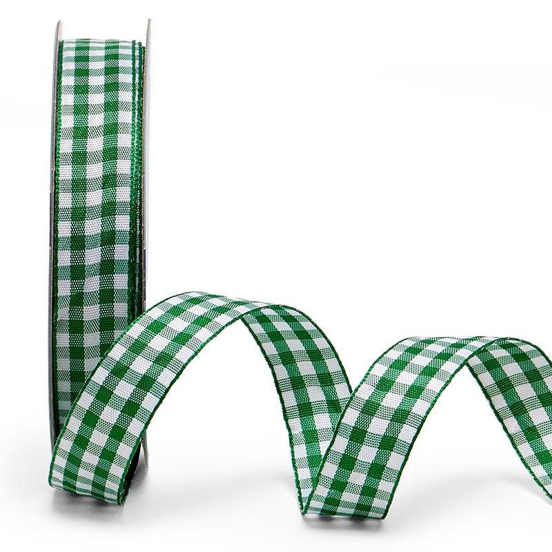 Green Gingham Weave Ribbon – 5/8" x 25 Yards (1 Roll)