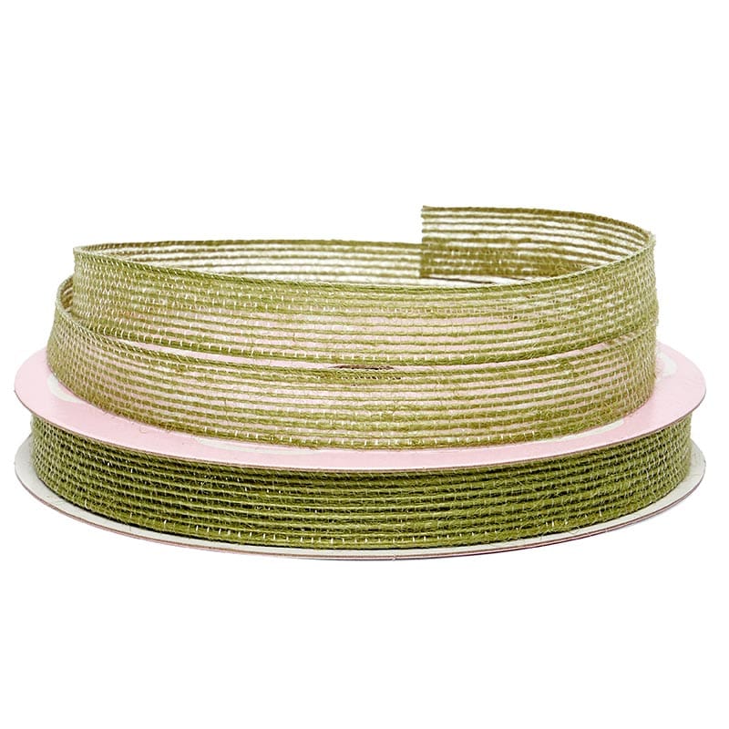 Moss Green Colored Jute Ribbon – 5/8" x 25 Yards (1 Roll)