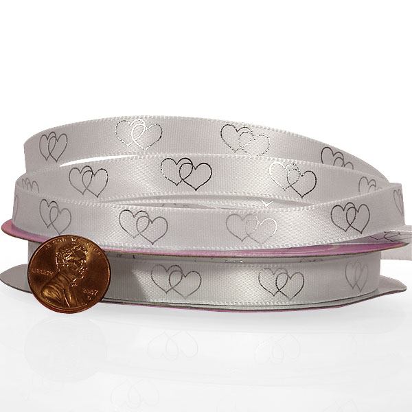 Printed Wedding Ribbons Crossed Hearts Color 1 / ROLL
