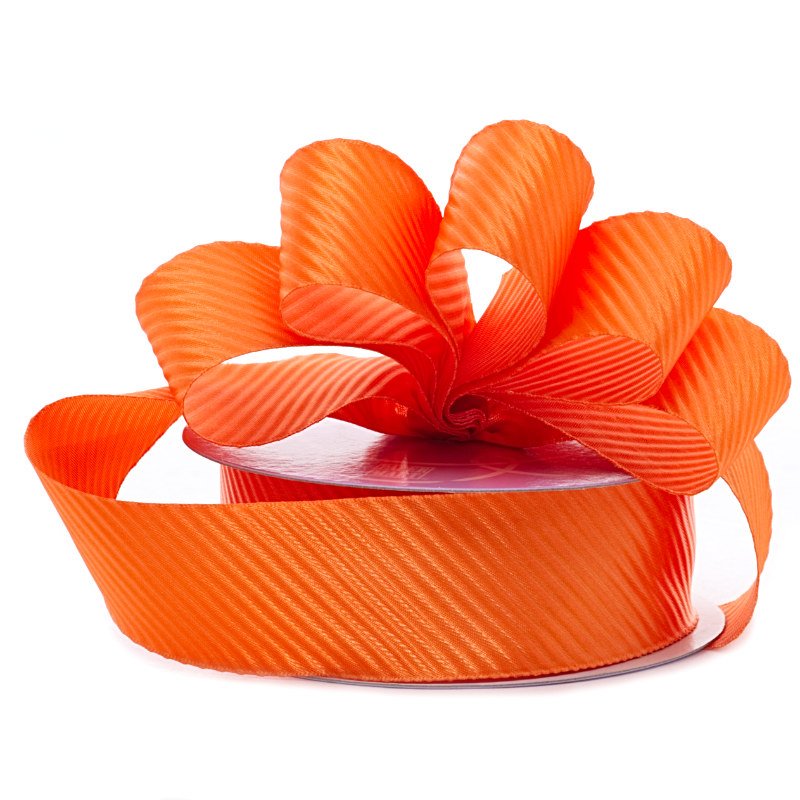 Orange Diagonal Embossed Satin Ribbon – 7/8" x 25 Yards (1 Roll)