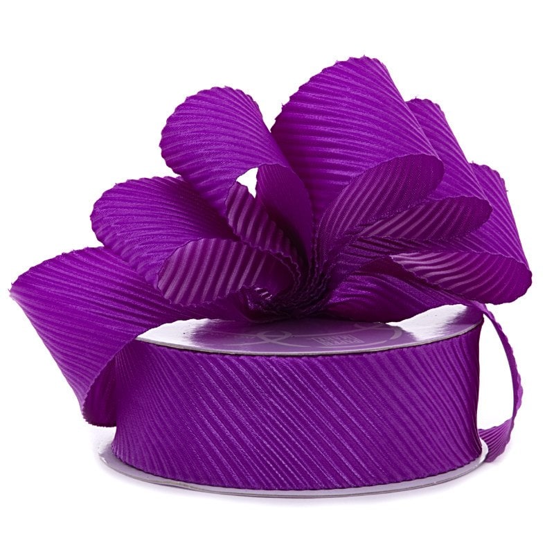 Purple Diagonal Embossed Satin Ribbon – 7/8" x 25 Yards (1 Roll)