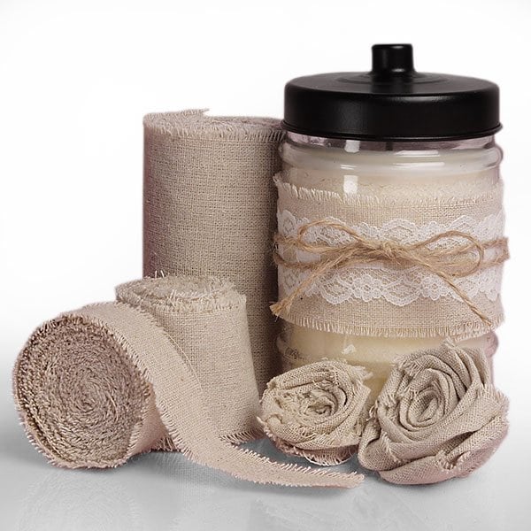 Natural Cotton Ribbon with Fringed Edge 4 '' X 5 yd 1 / ROLL