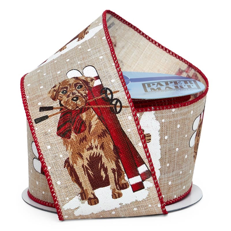 Christmas Pets On Wired Ribbon 2 1/2 '' X 10 yd Dogs Color 1 / ROLL