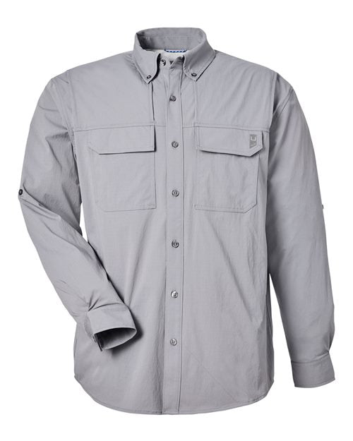 HUK® Men’s Long Sleeve Fishing Shirt with Pockets UPF 30+ Sun Protection & Ventilated Design