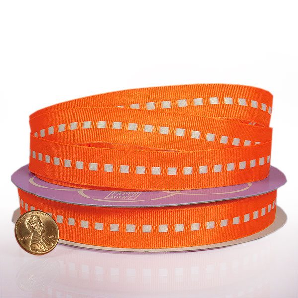 Center Stitched Grosgrain Ribbon 5/8 '' X 25 yd - Tangerine Color 1 / ROLL