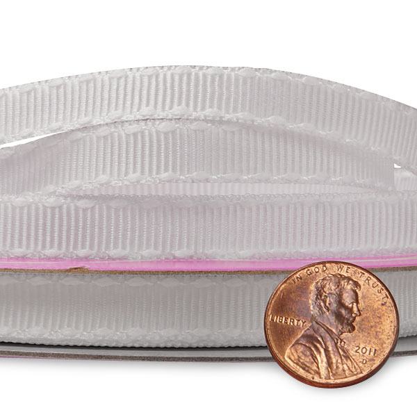 White Narrow Saddle/Side Stitched Grosgrain Ribbon – 3/8" x 25 Yards (1 Roll)
