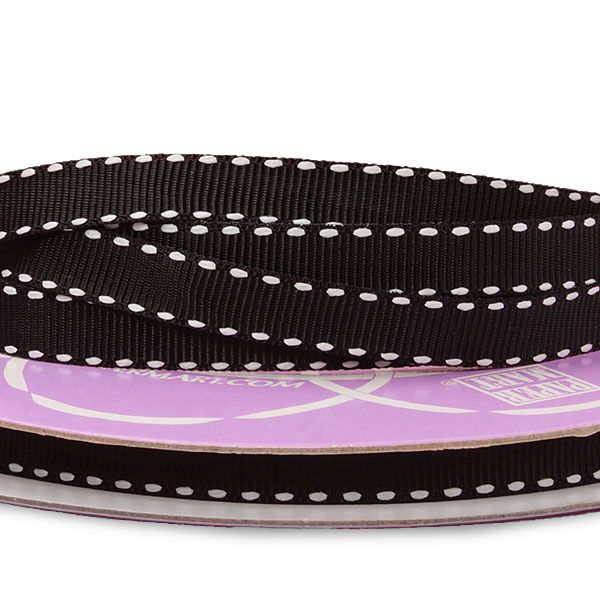 Black Narrow Saddle/Side Stitched Grosgrain Ribbon – 3/8" x 25 Yards (1 Roll)