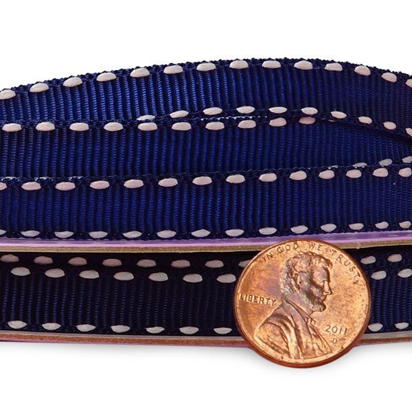 Navy Narrow Saddle/Side Stitched Grosgrain Ribbon – 3/8" x 25 Yards (1 Roll)