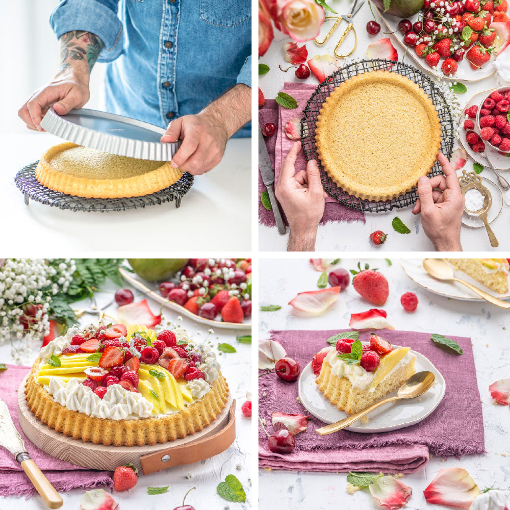 Decora Fluted Round Flan Tart Pan, 9.4" Dia. x 1.2"