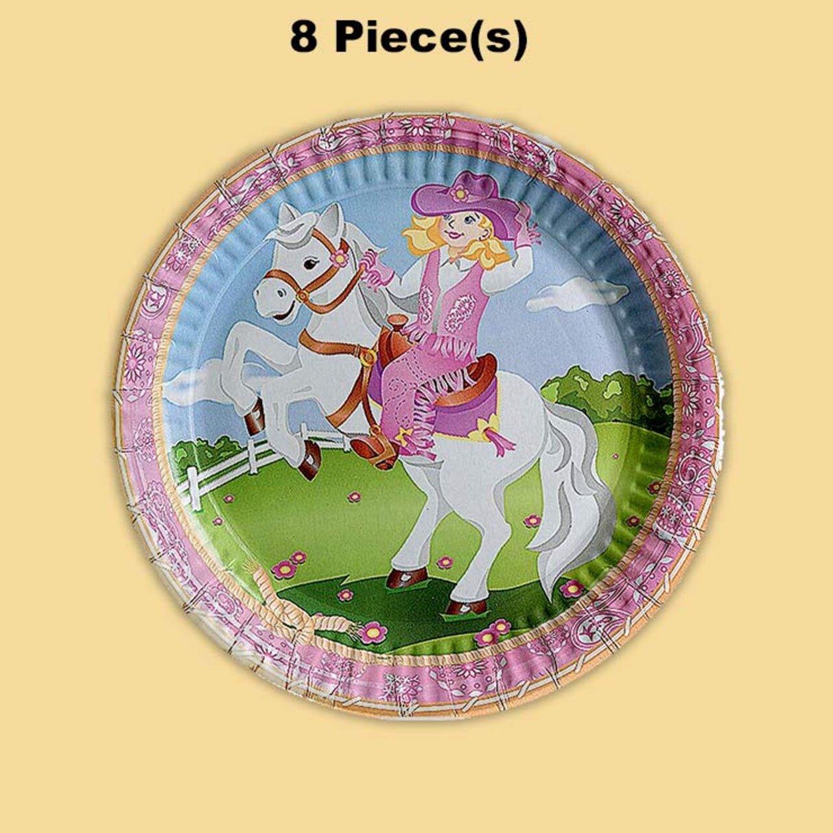 8 Ct. Pink Cowgirl Party Paper Dinner Plates Western Rodeo Theme Tableware