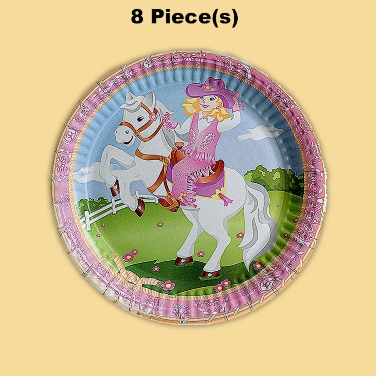 8 Ct. Pink Cowgirl Party Paper Dinner Plates Western Rodeo Theme Tableware