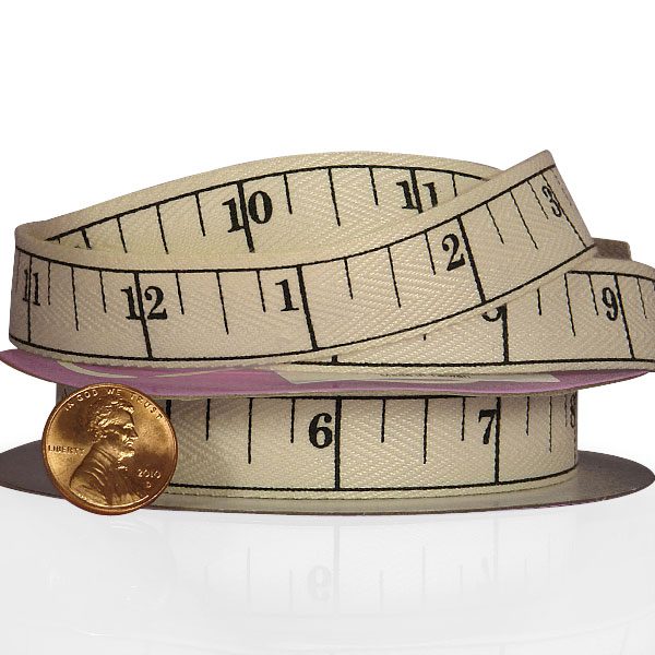 Tape Measure Printed Grosgrain Ribbon 5/8 '' X 10 yd - 1 / ROLL