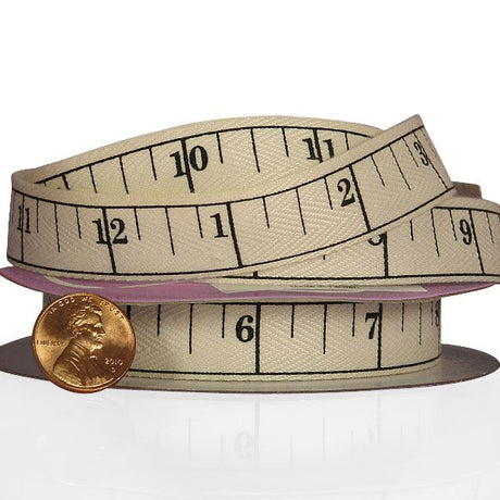 Tape Measure Printed Grosgrain Ribbon 5/8 '' X 10 yd - 1 / ROLL