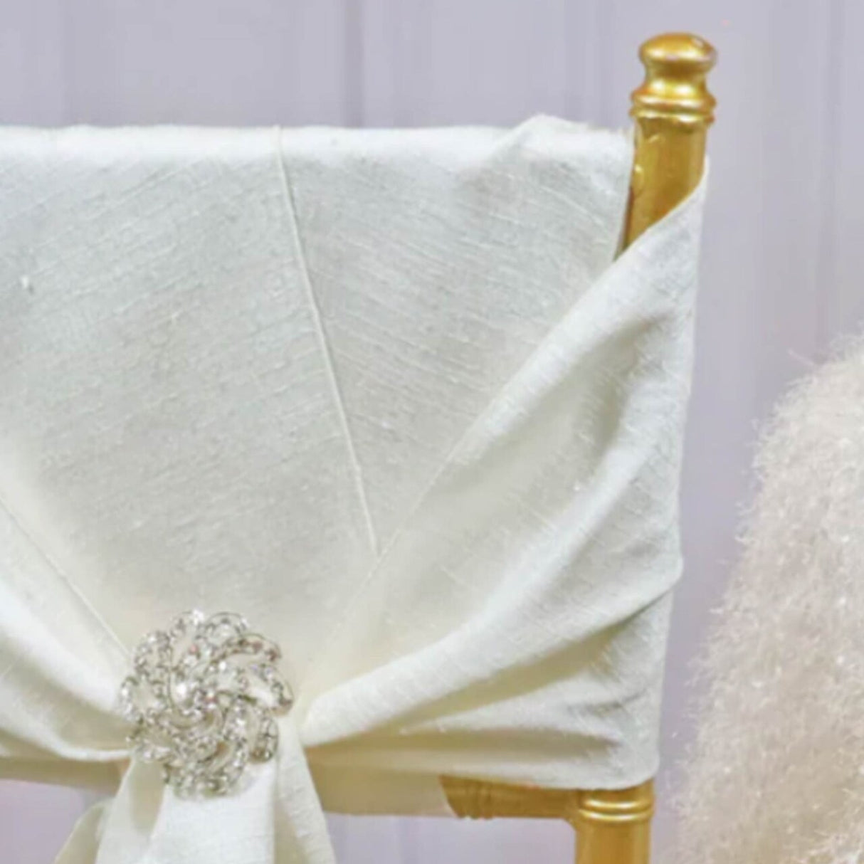 10 Pieces Ivory Sequin Paillette Poly Flax Burlap Chair Sashes 8"x108" Rustic Glamour Event Decor