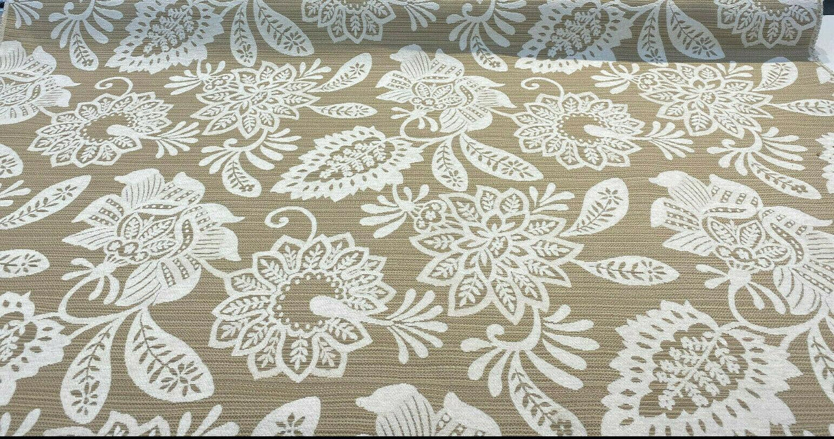 Robert Allen Mettaline Chenille Fabric - Pumice Floral, 58" Width (1 Yard)