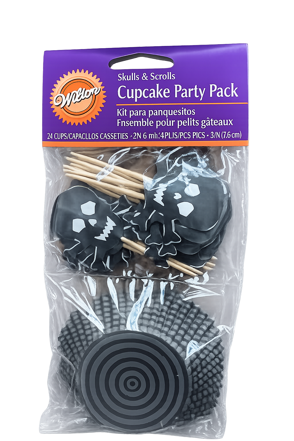 Wilton Skulls and Scrolls Halloween Cupcake Party Pack – 48 Piece