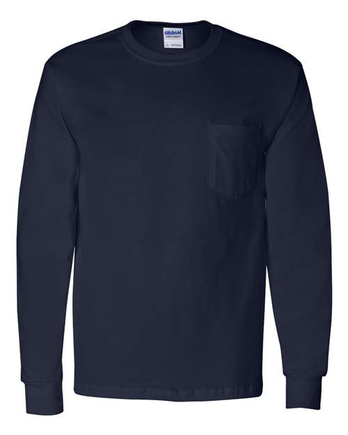 Gildan® Ultra Cotton Crewneck Long Sleeve Pocket T-Shirt - 2410