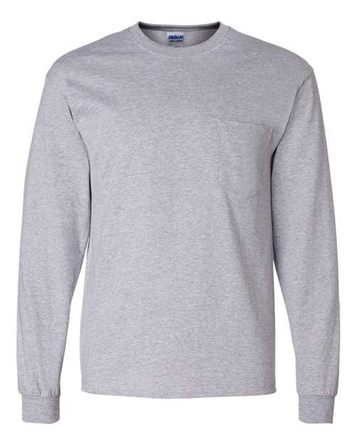 Gildan® Ultra Cotton Crewneck Long Sleeve Pocket T-Shirt - 2410