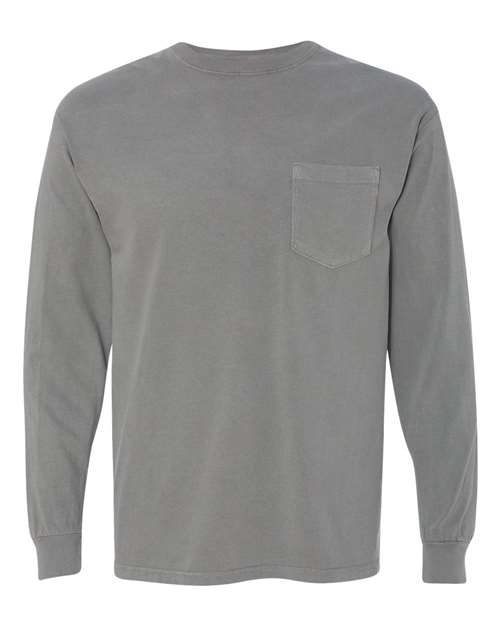 Comfort Colors® Garment-Dyed Heavyweight Crewneck Long Sleeve Pocket T-Shirt