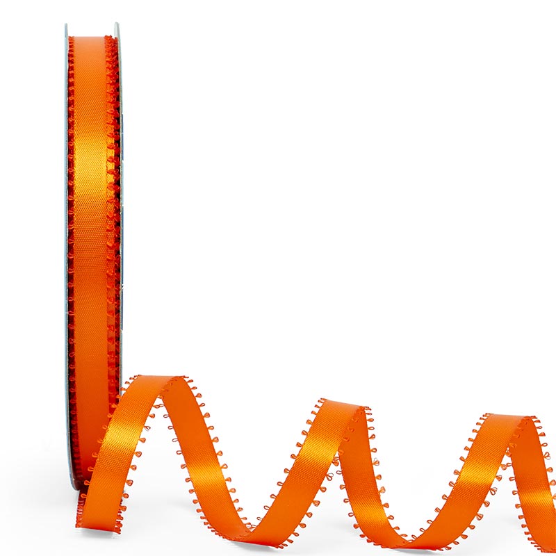 Picot Edge Satin Ribbon 3/8 '' X 50 yd Orange Color 1 / roll