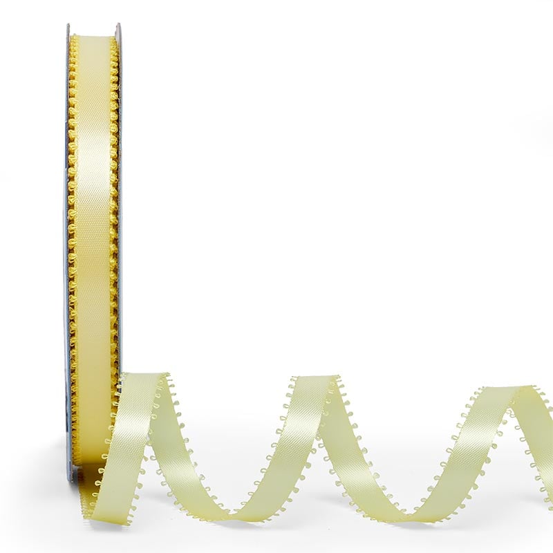 Picot Edge Satin Ribbon 3/16 '' X 50 yd Baby Maize Color 1 / roll