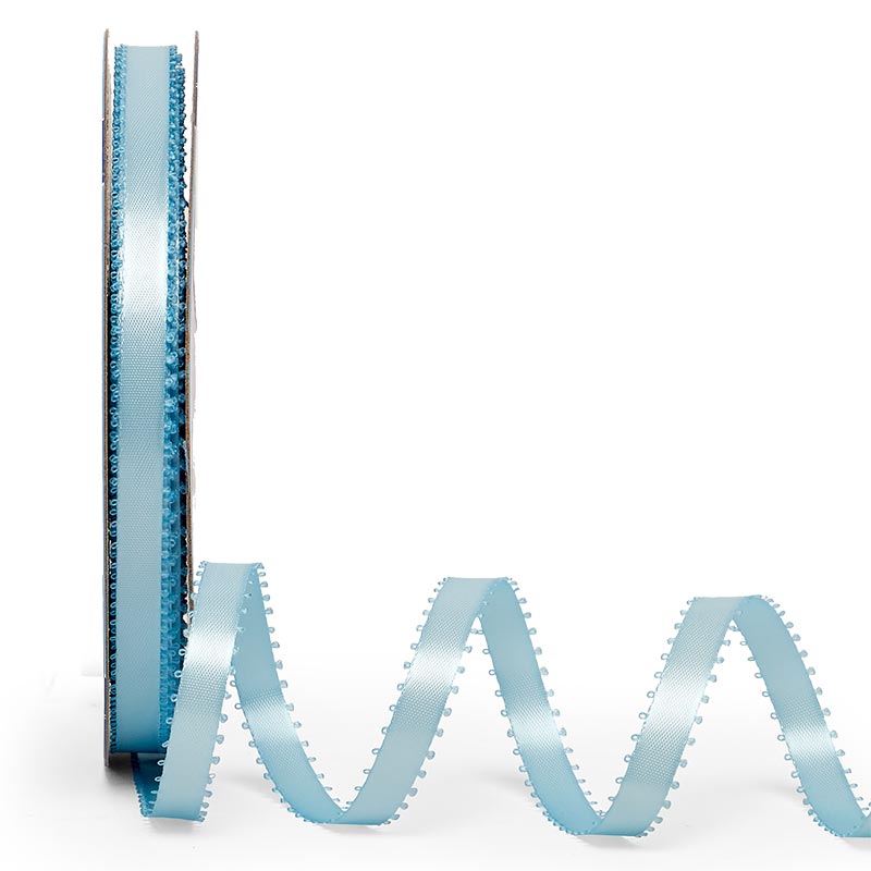 Picot Edge Satin Ribbon 3/8 '' X 50 yd Light Blue Color 1 / roll