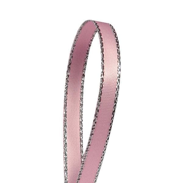 Light Pink Silver Edge Satin Ribbon – 1/4" x 50 Yards (1 Roll)