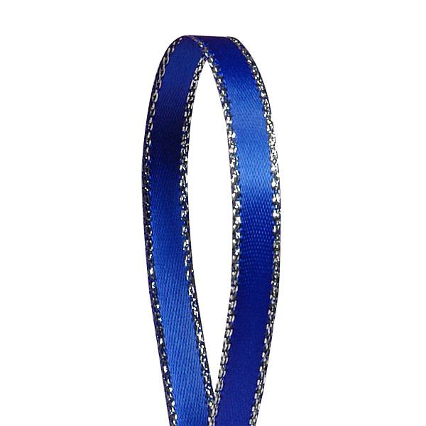 Royal Blue Silver Edge Satin Ribbon – 1/4" x 50 Yards (1 Roll)