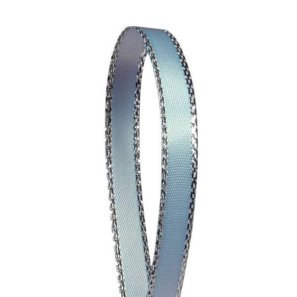 Light Blue Silver Edge Satin Ribbon – 1/4" x 50 Yards (1 Roll)
