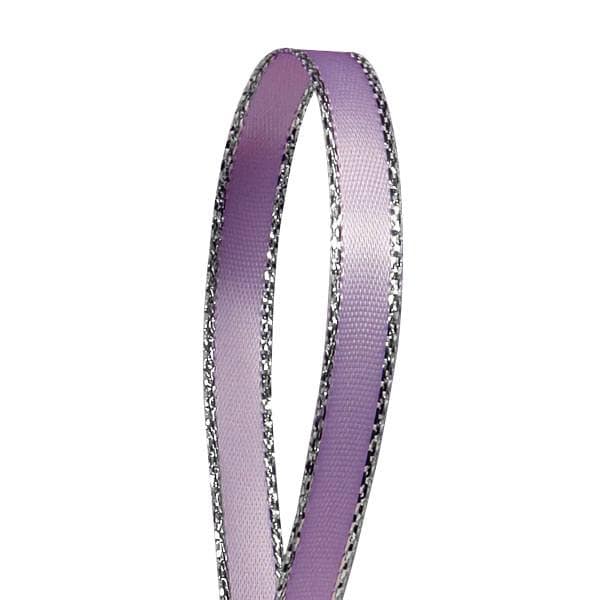 Lavender Silver Edge Satin Ribbon – 1/4" x 50 Yards (1 Roll)